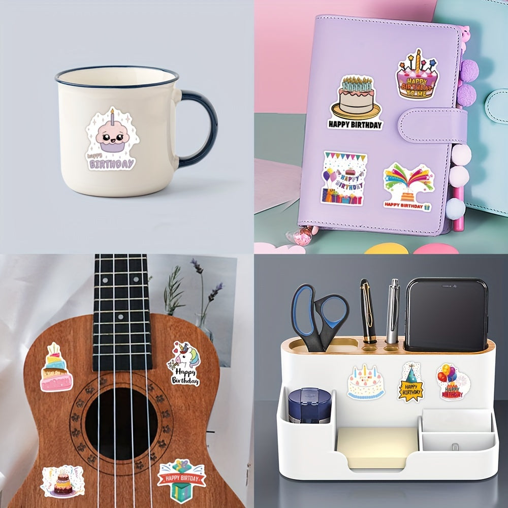 55 Cartoon Happy Birthday Stickers for Decorating Stationery Water Cups Mobiles