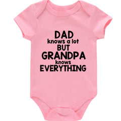 Newborn Short Sleeve Romper GRANDPA KNOWS EVERYTHING Graphic Cotton Bodysuit