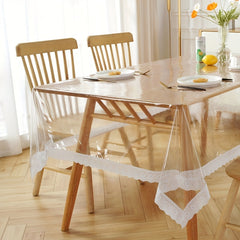 Transparent PVC Lace Tablecloth Waterproof Scald-proof for Living Room Tea Table
