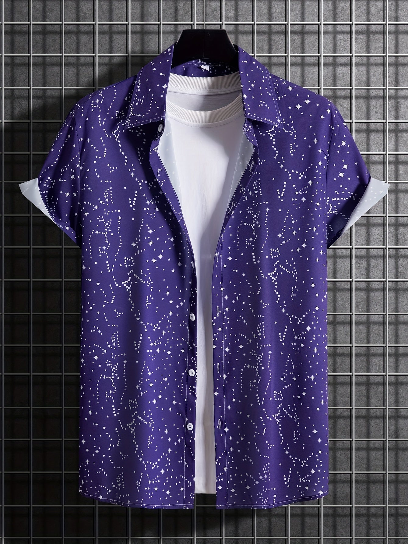 Milky Way Pattern Hawaiian Shirt Men's Casual Short Sleeve Shirt