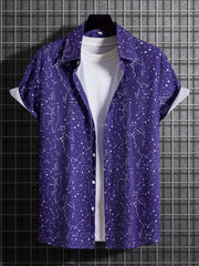 Milky Way Pattern Hawaiian Shirt Men's Casual Short Sleeve Shirt