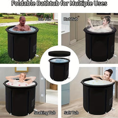 Portable Ice Bath Tub Hot/Cold Water Bucket w/ Double Drainage