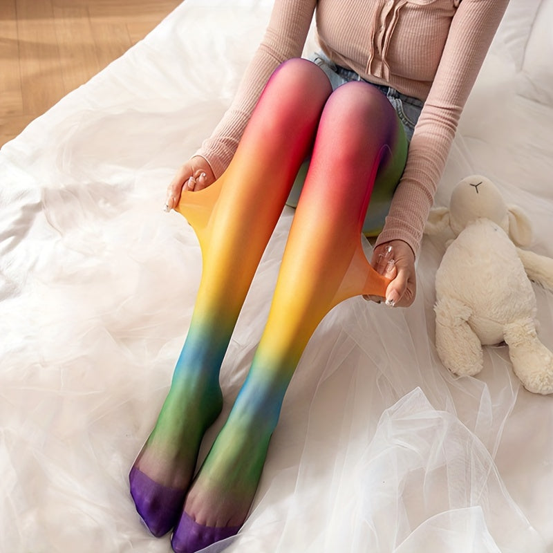 Ombre Colorblock High Waist Pantyhose Women's Stockings