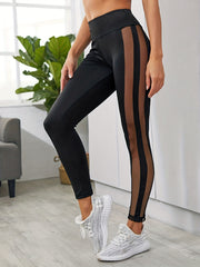 Women's Mesh Hollow Out Cropped Yoga Leggings