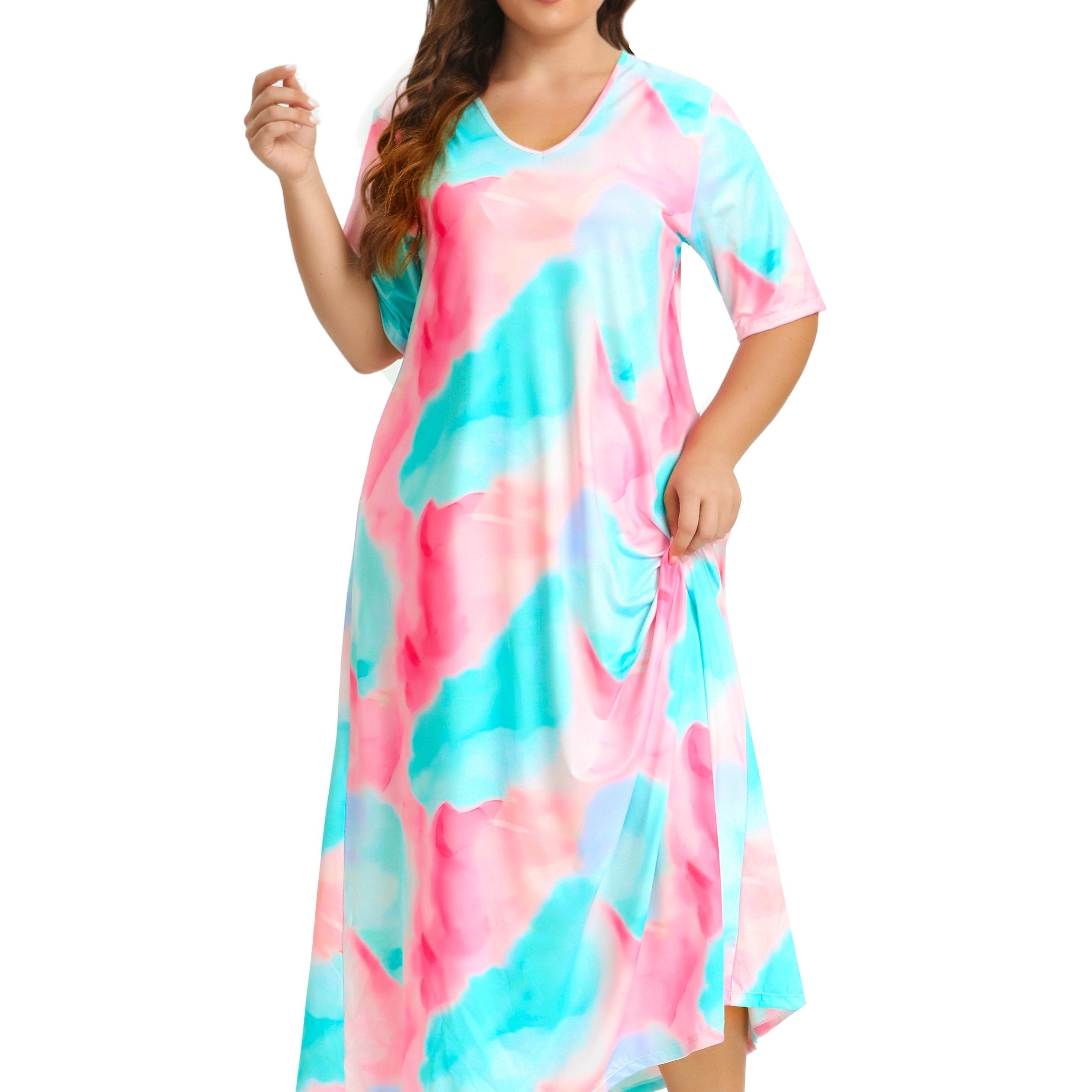 Tie Dye V Neck Sleep Dress