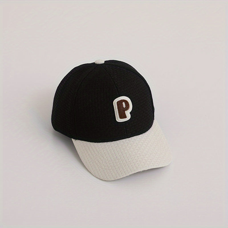 Kids Adjustable Casual Baseball Cap Sunshade with Letter P Embroidery