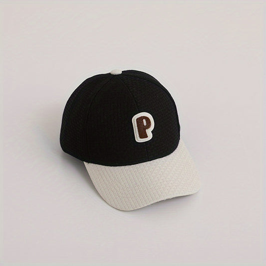 Kids Adjustable Casual Baseball Cap Sunshade with Letter P Embroidery