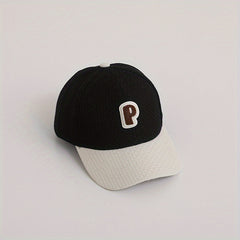 Kids Adjustable Casual Baseball Cap Sunshade with Letter P Embroidery