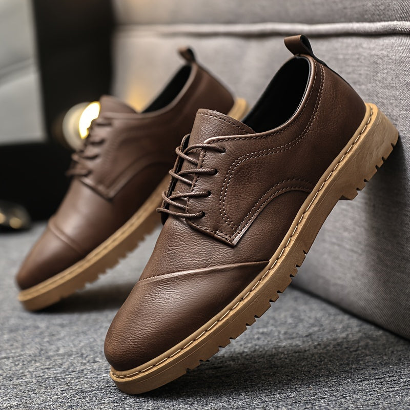 Men's PU Leather Derby Shoes Lace Up Front For Office Business Formal