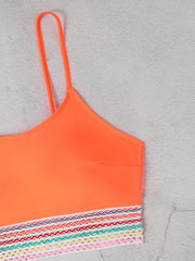 Modest Bikini Set Contrast Trim Longline Bra & High Waisted Pant