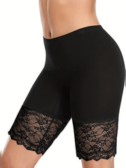 Lace Stitching Skinny Leggings Casual Stretchy Leggings for Spring & Summer