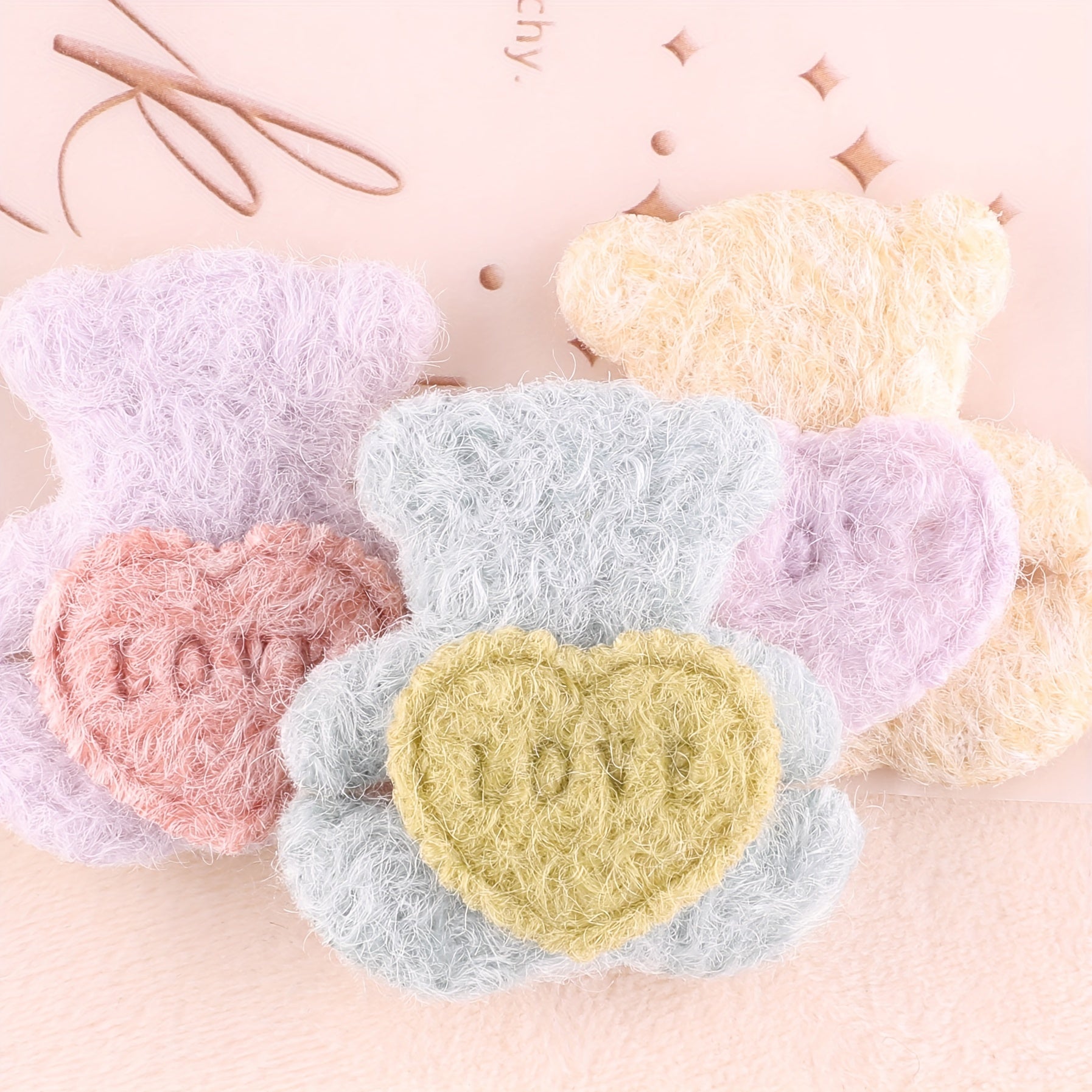 4pcs Plush Love Bear Patches For Girls Clothing DIY