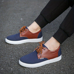 Men's Two Tone Lace up Front Canvas Skate Shoes