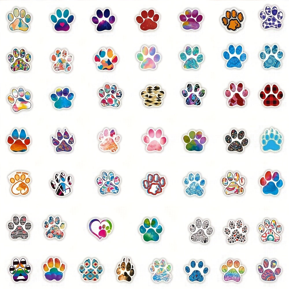 50 Animal Paw Prints Waterproof Stickers for Cars Notebooks Scooters