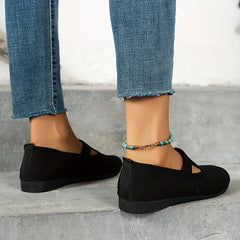 Women's Cut out Flat Shoes Knitted Slip On Low Top Casual Walking Flats