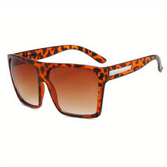 Square Frame Sunglasses Gradient Lens UV Block Oversized Flat Top Glasses