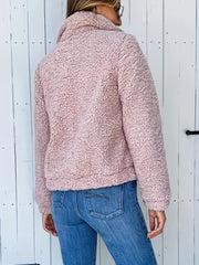 Fuzzy Coat Zip Up Long Sleeve Winter Outerwear