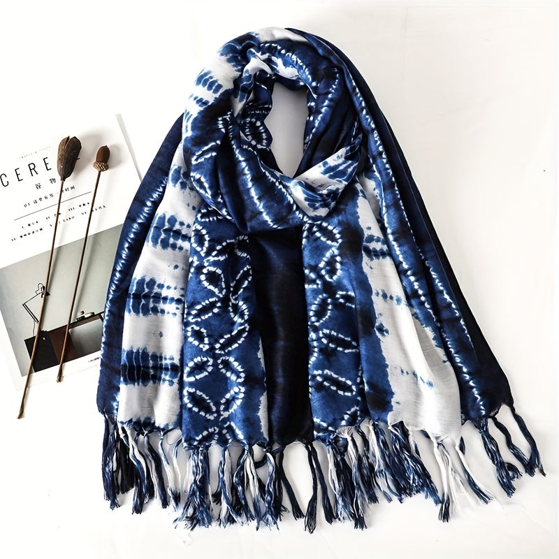 Men's Dark Printed Casual Scarf With Beard