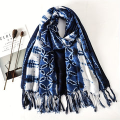 Men's Dark Printed Casual Scarf With Beard