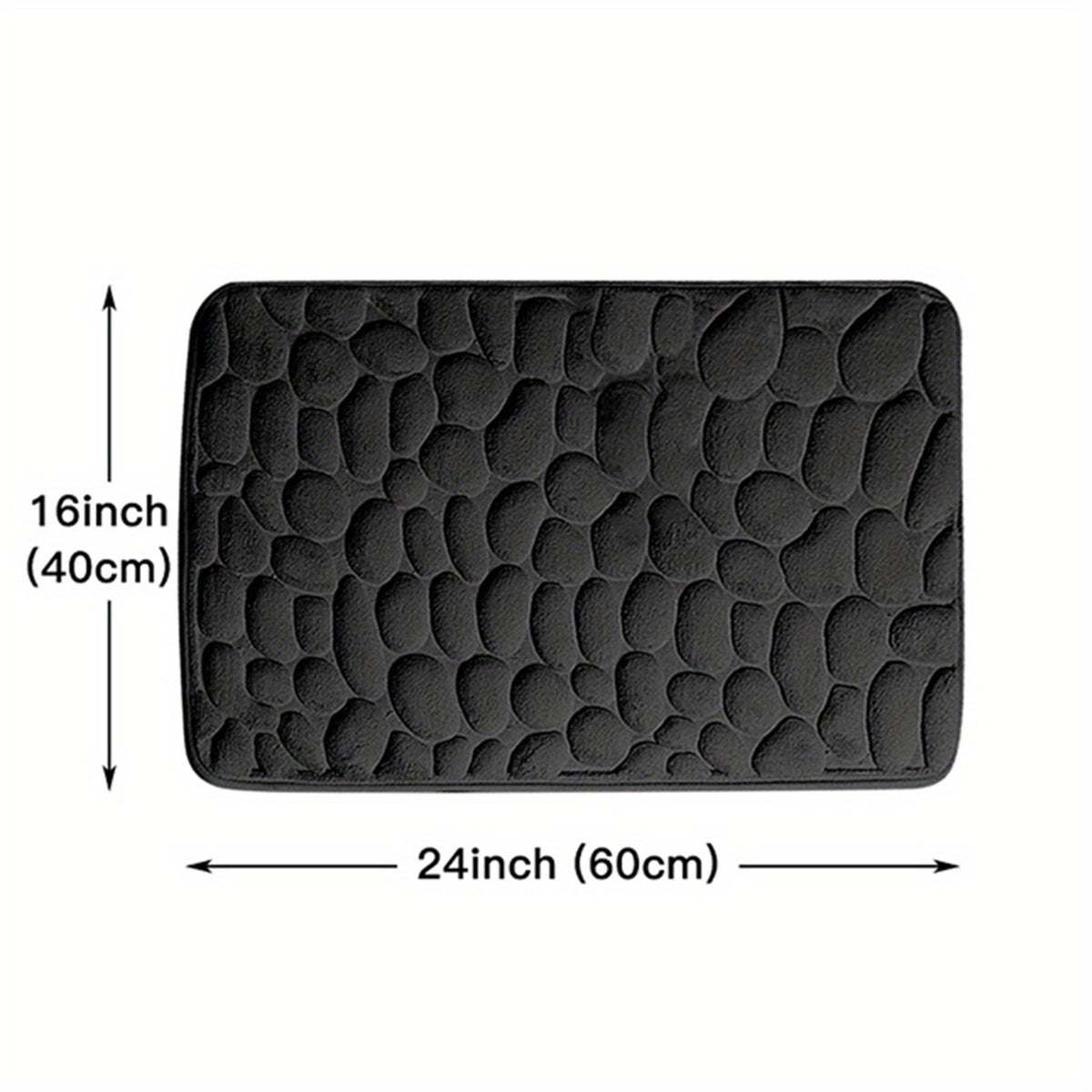 Memory Foam Bath Rug Cobblestone Embossed Non Slip Soft Shower Room
