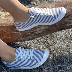 Striped Women's Casual Sneakers Lightweight Breathable Walking Shoes