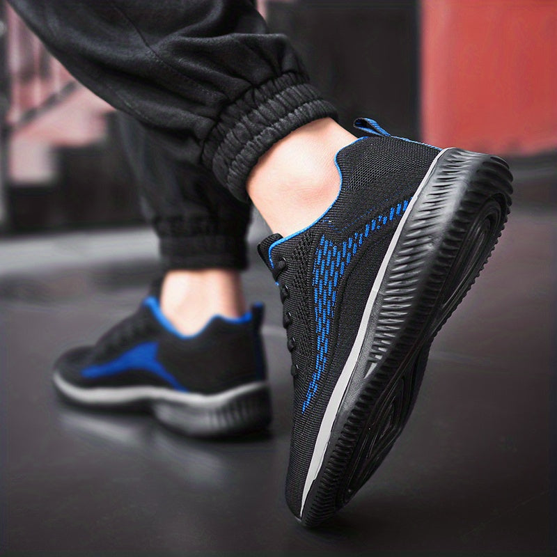 Men's Breathable Lace Up Knitted Sneakers Casual Outdoor Walking Shoes
