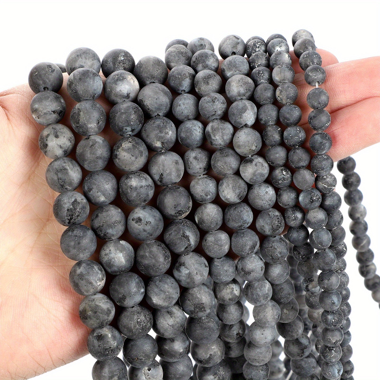 Natural Stone Labradorite Larvikite Moon Round Beads 4-12MM Strand