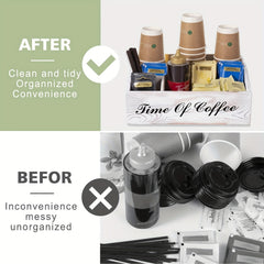 Coffee Station Organizer Wooden Coffee Bar Accessories Organizer For Countertop