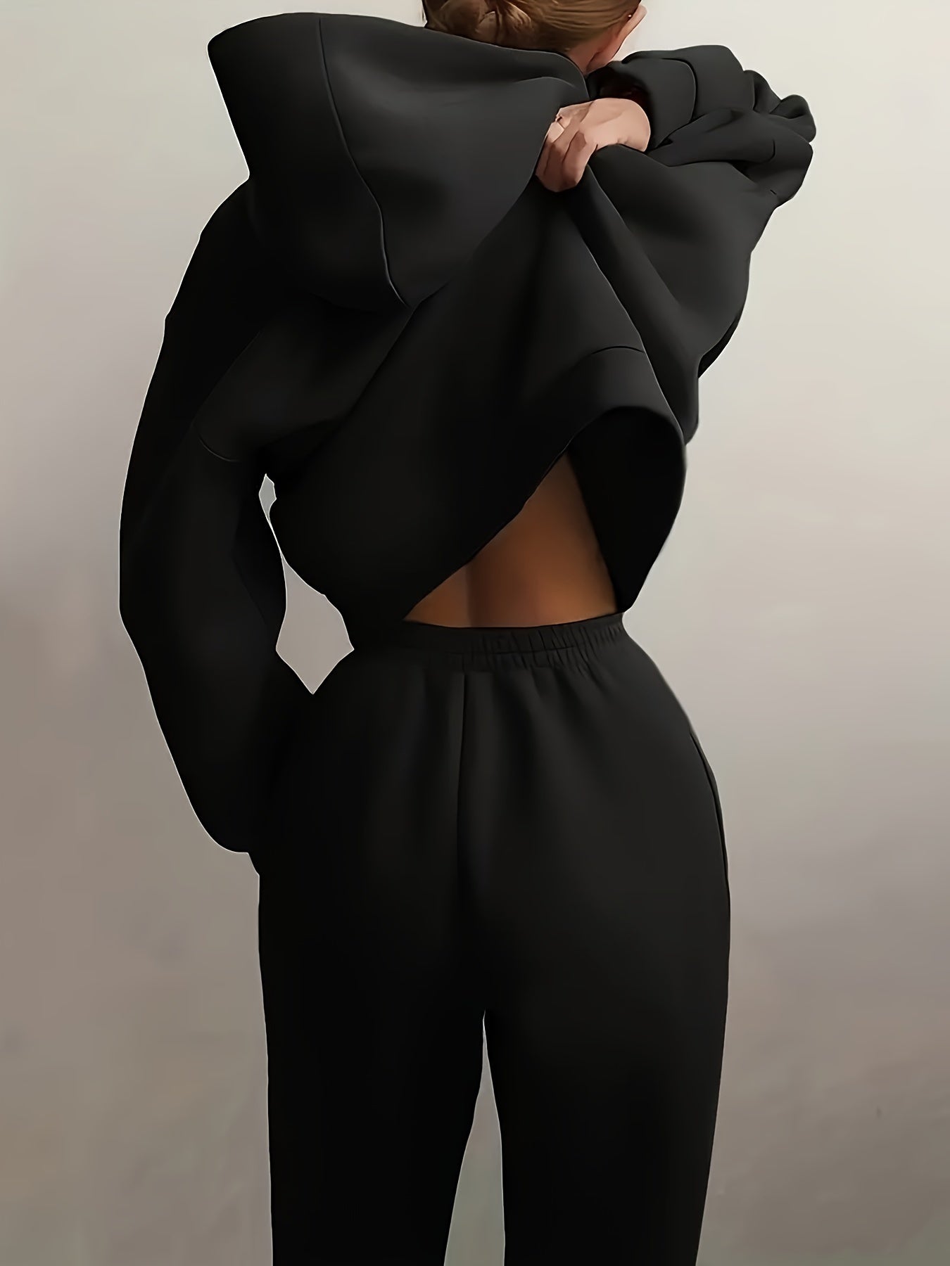 Women's Solid Hoodie & Joggers 2 Piece Set