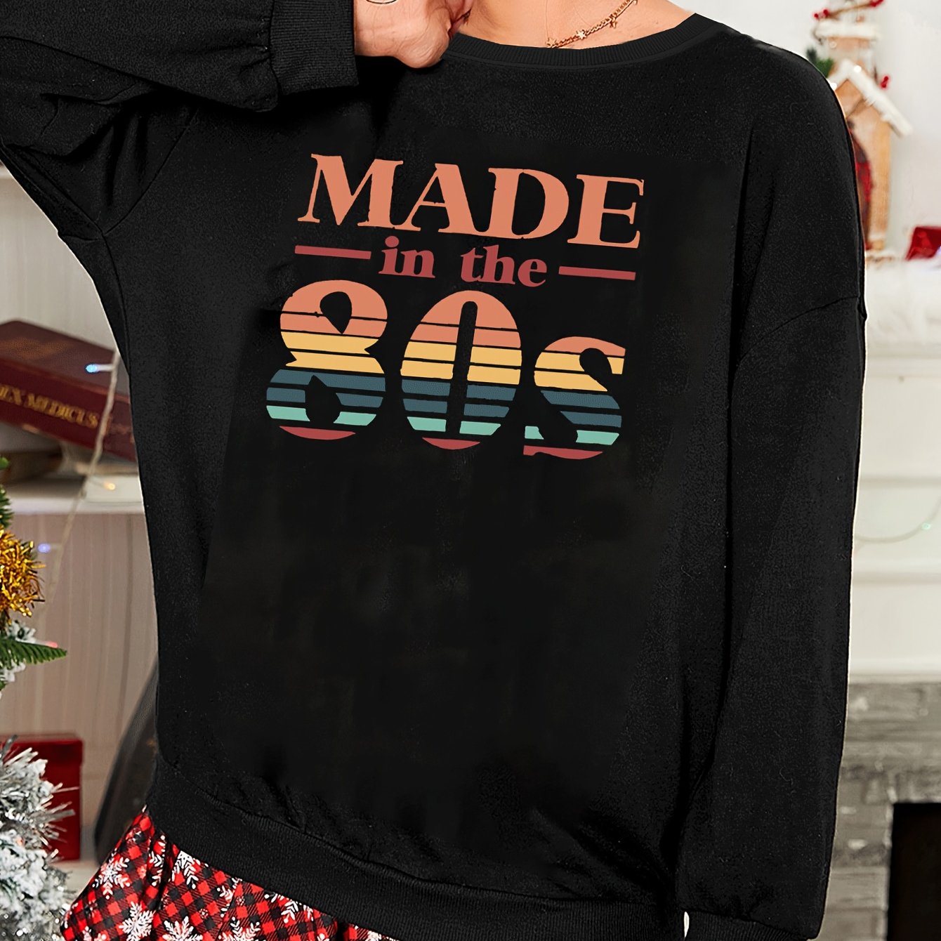 Art Letter Print Long Sleeve Lounge Top