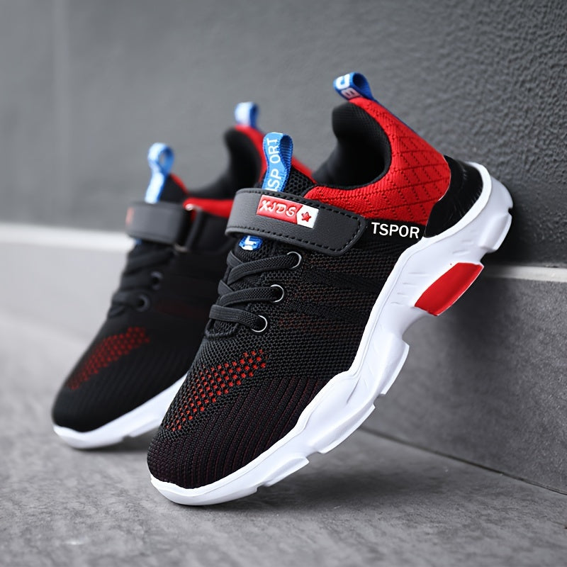 Kids Running Shoes Breathable Hook Loop Athletic Sneakers