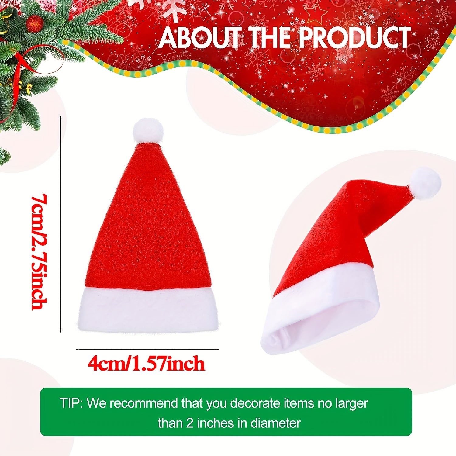50 Mini Santa Hats Lollipop Christmas Crafts Mini Santa Claus Hat