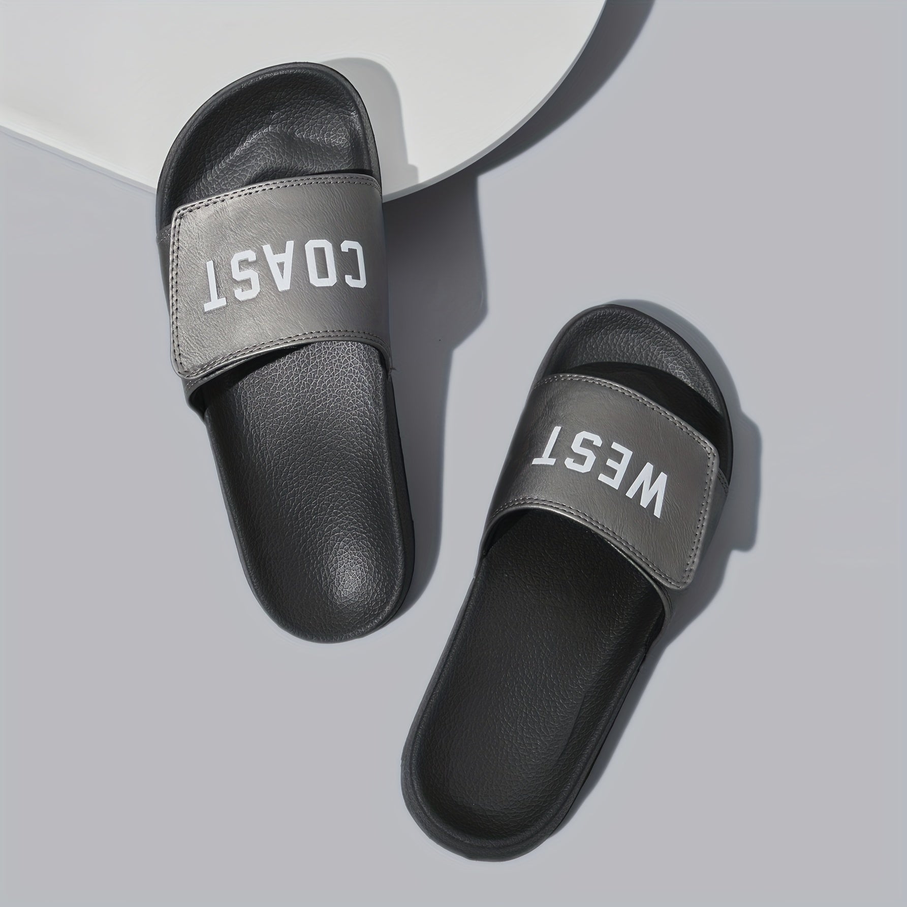 Men's Hook And Loop Fastener Slides Casual Non Slip Slippers