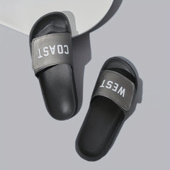 Men's Hook And Loop Fastener Slides Casual Non Slip Slippers