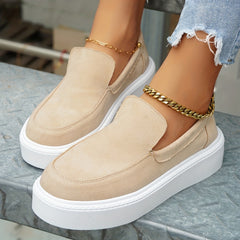 Women's Solid Platform Sneakers Slip On Outdoor Shoes Low Top Comfortable