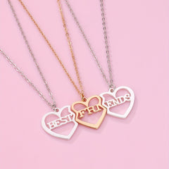 3pcs Friends BFF Pendant Necklace Set Heart Shaped Friendship Gift Jewelry