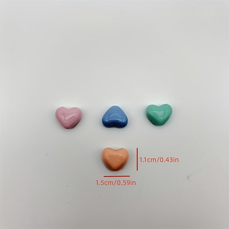 50pcs Love Heart Beads for DIY Bracelets, Phone Straps & Necklaces