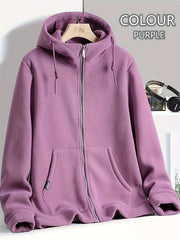 Fleece Jacket Plus Velvet Warm Zipper Hooded Women's Casual Jacket