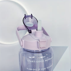 2L Portable Flip Top Water Bottle Clear Water Cup With Time Marker