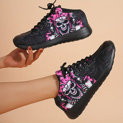 Skull Pattern Rock Style High Top Running Shoes