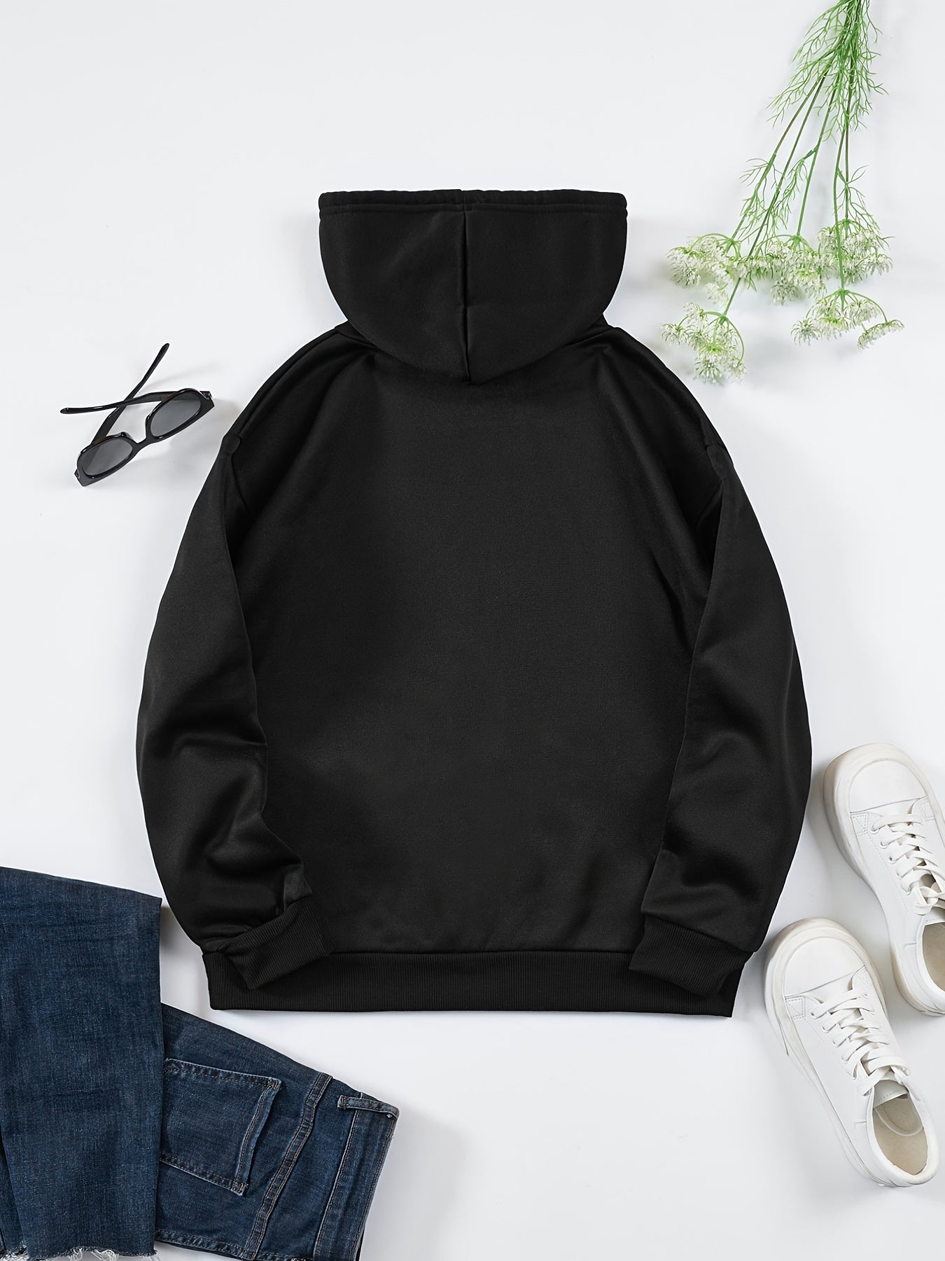Letter Print Drawstring Sweater Long Sleeve Hoodies Women's Sweatshirt