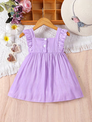 Baby Girl's Casual Bowknot Ruffle Trim Dress for Summer