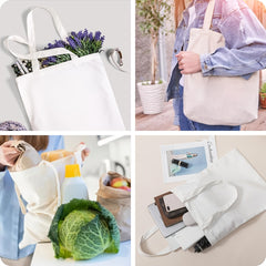 3pcs Canvas Tote Bag Foldable Reusable Handbag