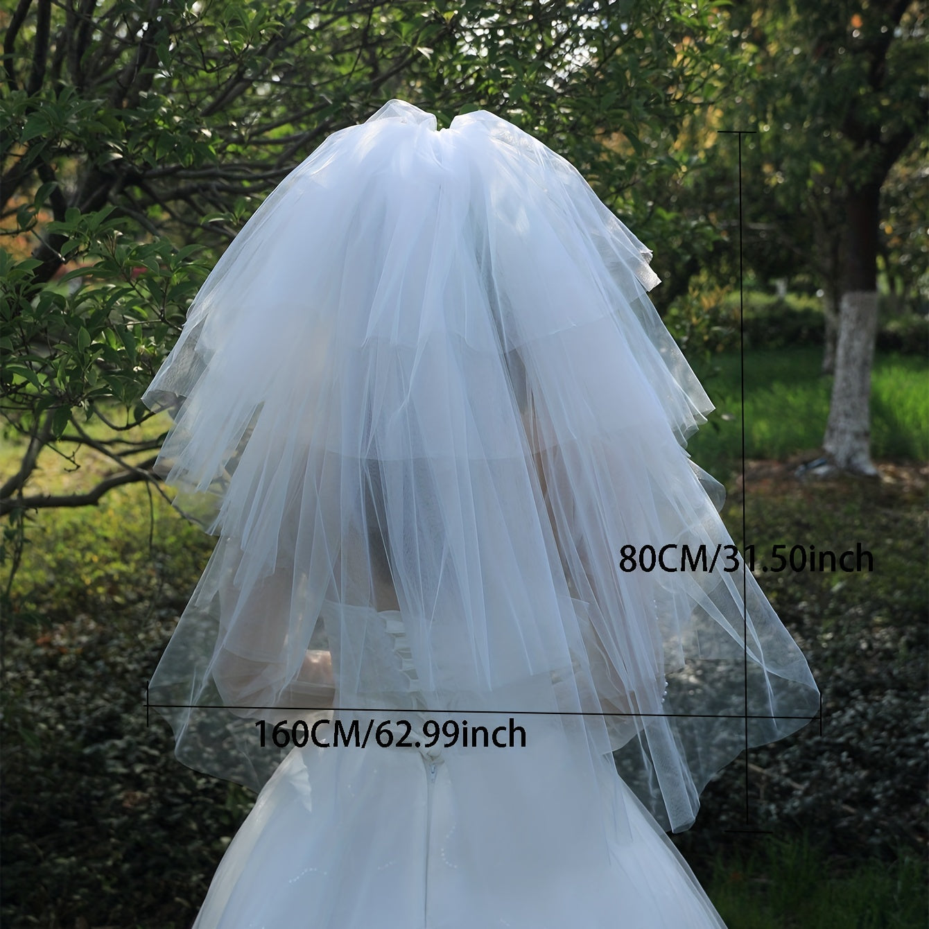 Bridal Layer Mesh Veil With Comb Faux Pearl Wedding Accessories
