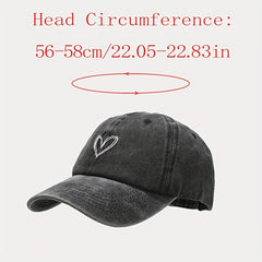 Kids Adjustable Breathable Baseball Cap with Heart Embroidery