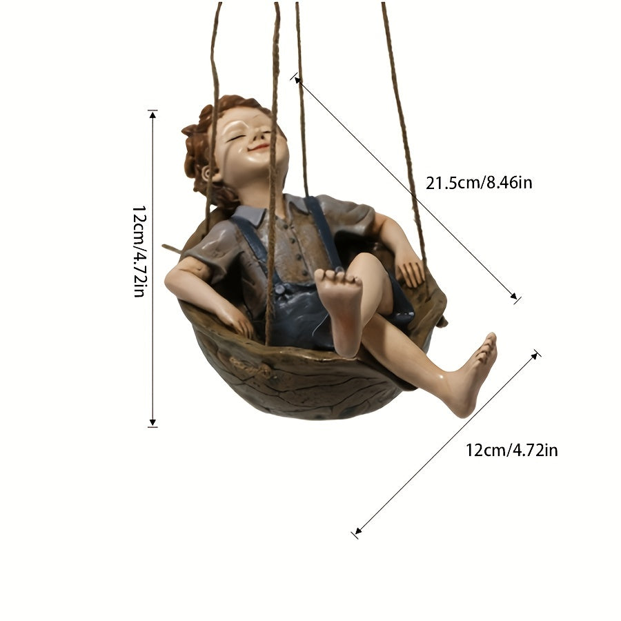 Mini Swing Boy Pendant Ornament for Outdoor Spaces