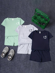 Toddler Boys Smile Face Graphic T Shirts & Elastic Waist Shorts