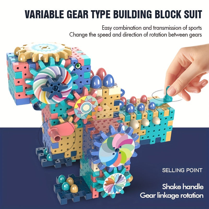 140pc Building Blocks For Kids Gear Type Assembly Toys Birthday Boys/Girls