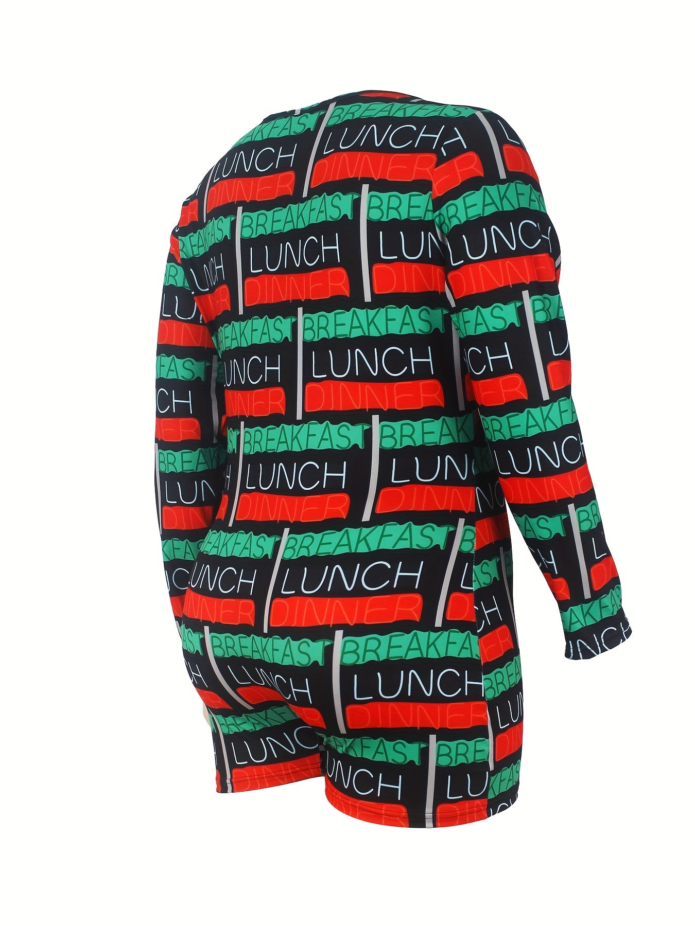 Letter Striped Long Sleeve Button Pajama Romper