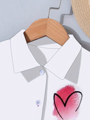 Girls Heart Graphic Short Sleeve Shirt for Summer